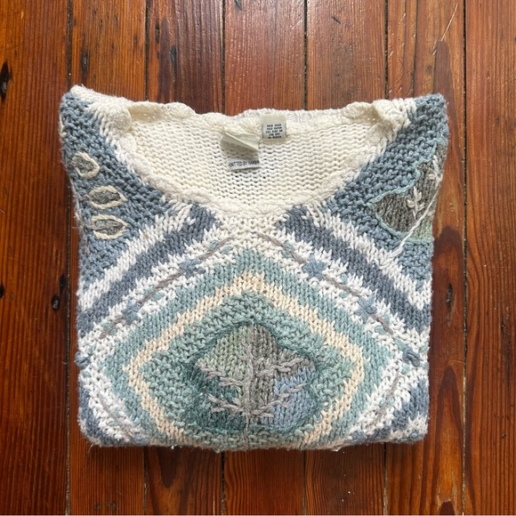 Vintage 1980s Classic Elements Knitted by Hand long tree & leaf motif sweater - Picture 7 of 7